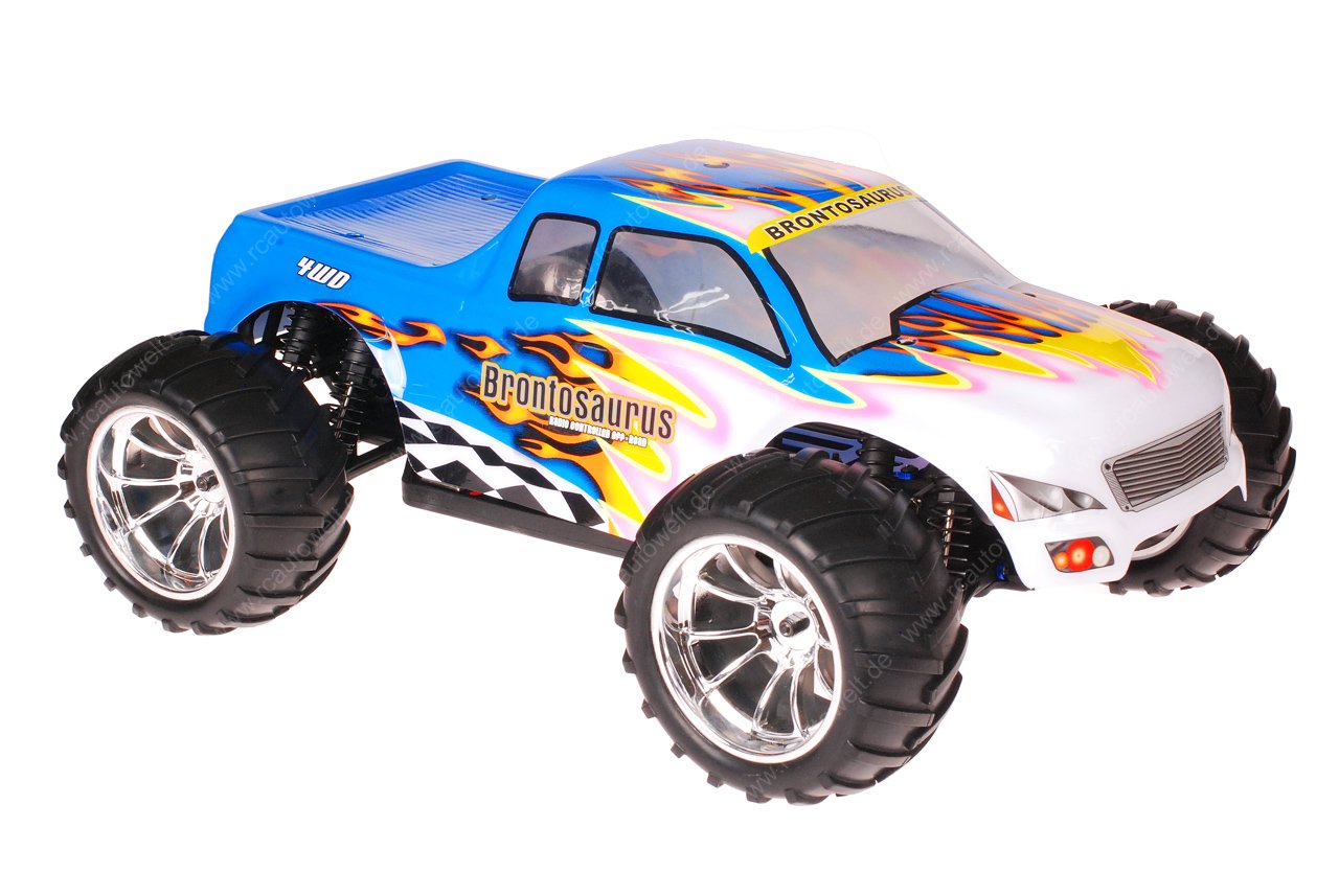 Himoto 1:10 EMXT-1BL Brushless RC Monster Truck Blue Flag - Chromfelgen