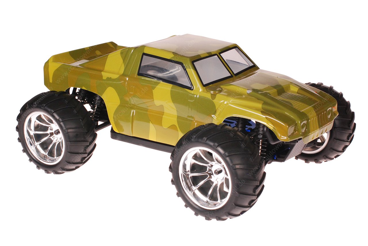 Himoto 1:10 EMXT-1BL Brushless RC Monster Truck Army Green - Chromfelgen