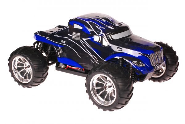 Himoto 1:10 EMXT-1BL Brushless RC Monster Truck American Truck Blue - Chromfelgen