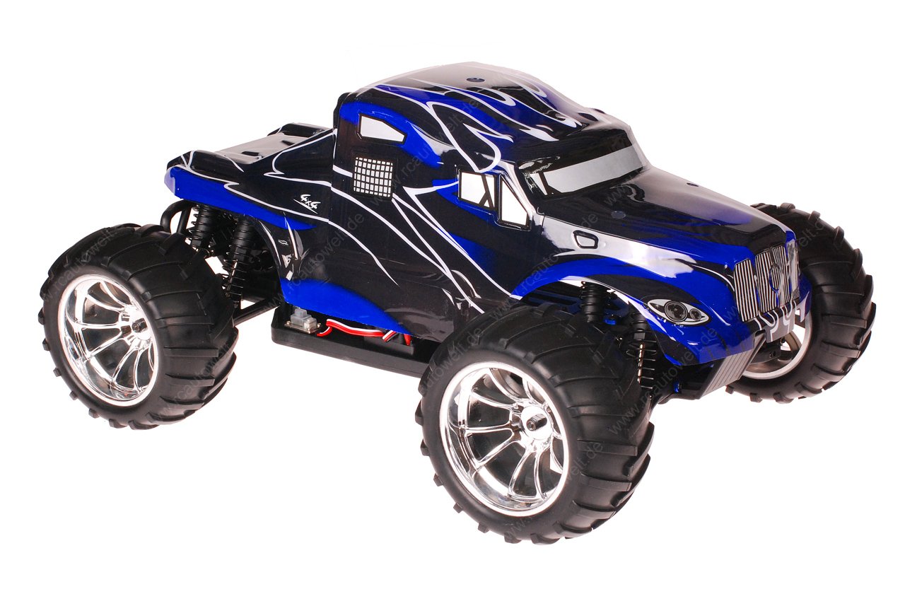 Himoto 1:10 EMXT-1BL Brushless RC Monster Truck American Truck Blue - Chromfelgen