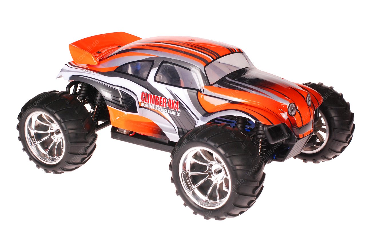 Himoto 1:10 EMXT-1BL Brushless RC Monster Truck Baja Beetle Orange - Chromfelgen