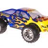 Himoto 1:10 EMXT-1BL Brushless RC Monster Truck Blue Flames - Chromfelgen