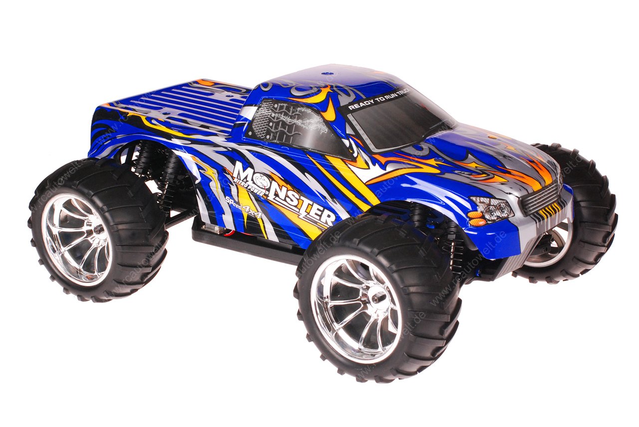 Himoto 1:10 EMXT-1BL Brushless RC Monster Truck Blue Beast - Chromfelgen
