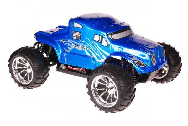 Himoto 1:10 EMXT-1BL Brushless RC Monster Truck American Truck Blue Metallic - Chromfelgen