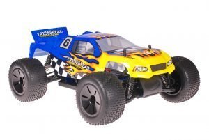 Himoto 1zu10 Brushed Eamba-XR1 RC Truggy Tribeshead Blue Flames