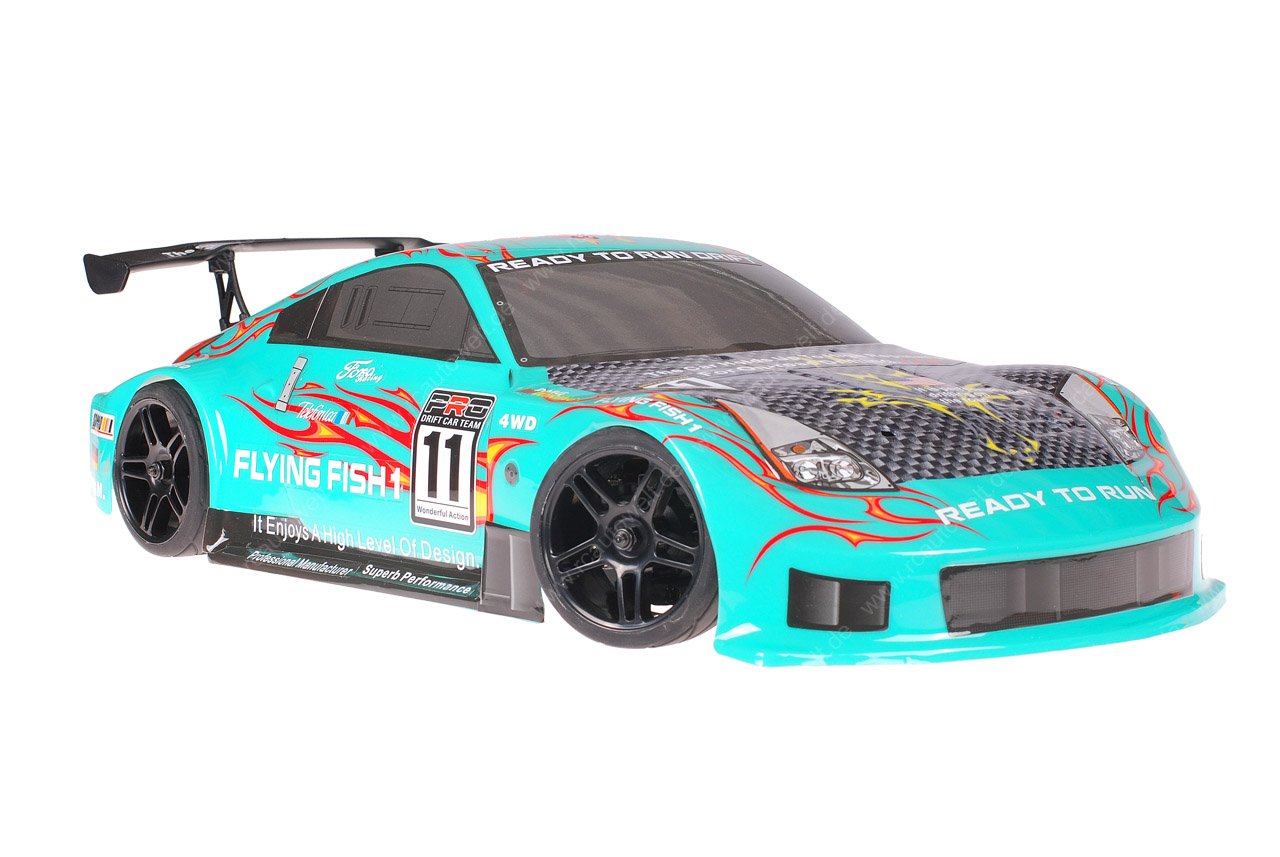 Himoto 1zu10 Brushless Nascada Onroad RC Auto Porsche 911 Carrera Sky Flames 1
